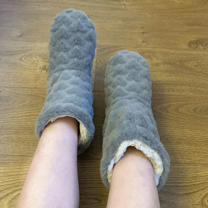 Winter Women Slippers Shoes Winter Couple Floor Socks Adult Non-Slip Thickening Velvet Indoor Dance High-Tube Slippers