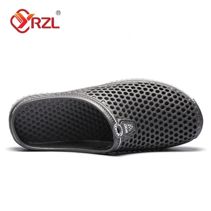YRZL Men Summer Shoes Sandals Men's Holes Sandals Hollow Breathable Flip Flops Clogs Shoes Fashion Beach Slippers Big Size 45
