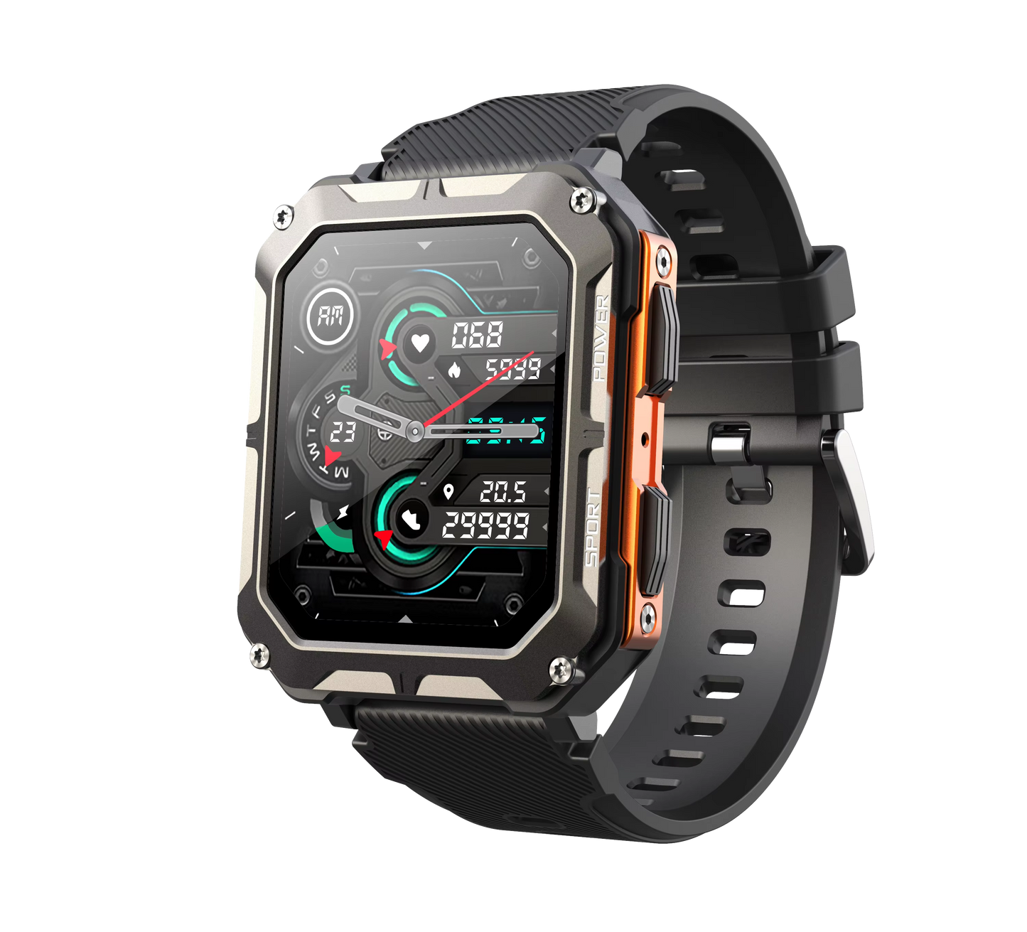 C20Pro Sports Smart Watch Men Bluetooth Call Smartwatch IP68 Waterproof Multi Sports Mode Health Monitoring Military Smartwatch