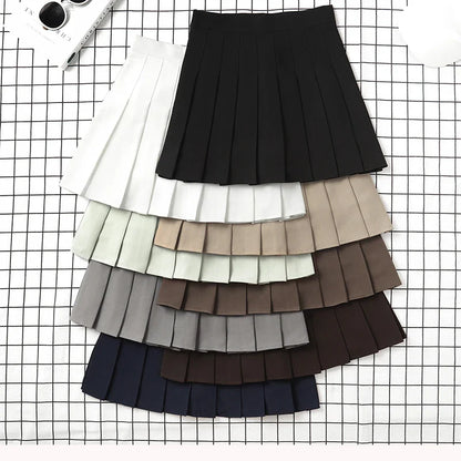 Brown Skirt Ladies 2022 Summer Clothes Women's High Waist Harajuku Korean Style Black Mini Pleated Skirt For School Girl Uniform