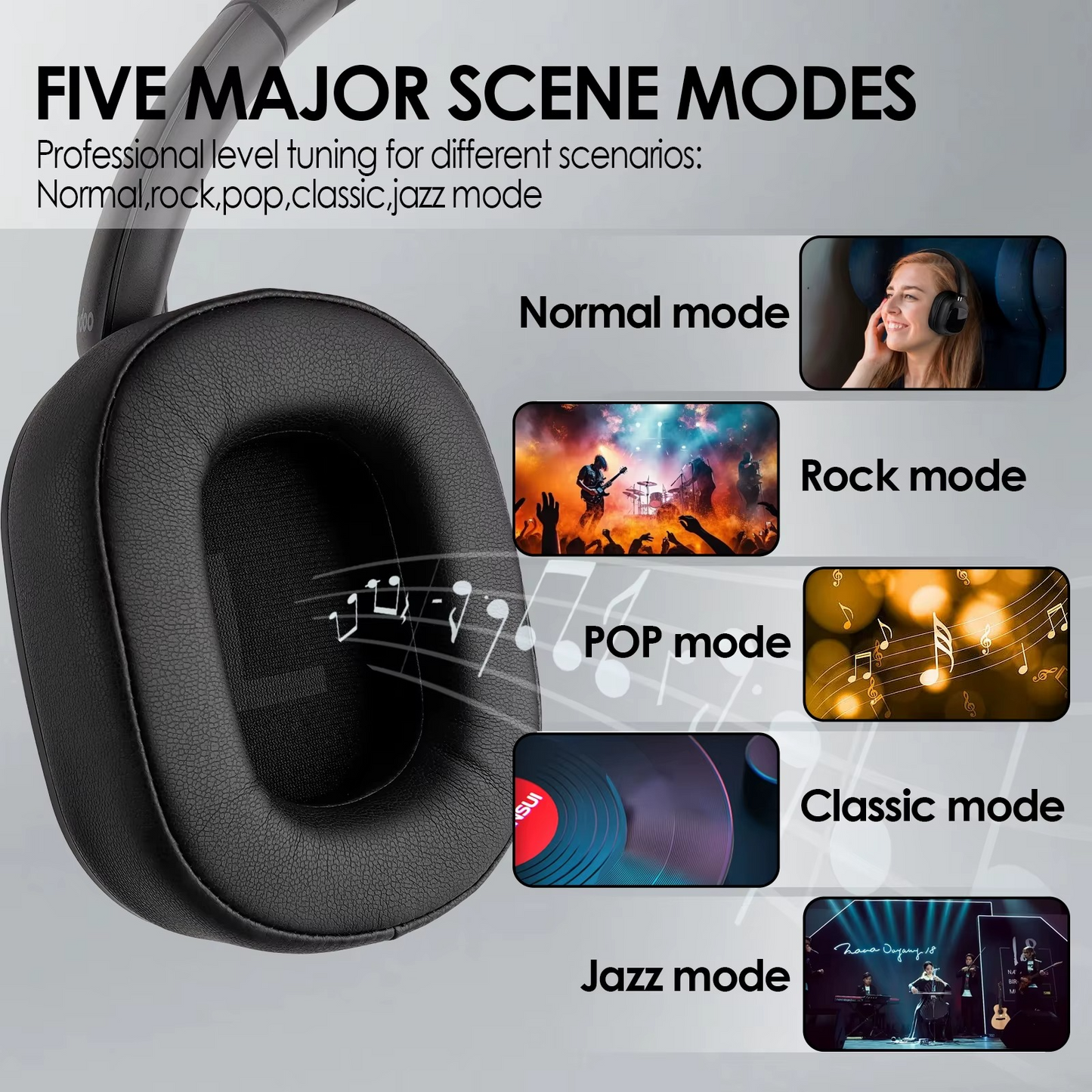 Siindoo JH-ANC930Plus Hybrid Wireless Headphone, Active Noise Cancelling Headphones With Multi Magnetic Touch Control LED Screen