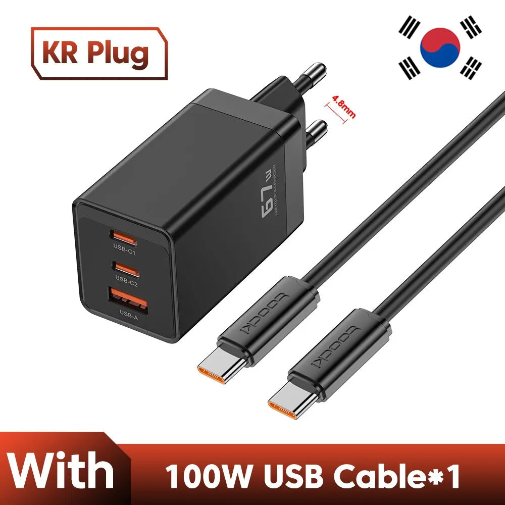 Toocki 67W GaN USB C Charger 65W Quick Charge QC 4.0 PD 3.0 45W Type C Fast USB Charger For iPhone 16 15 14  Pro Samsung MacBook