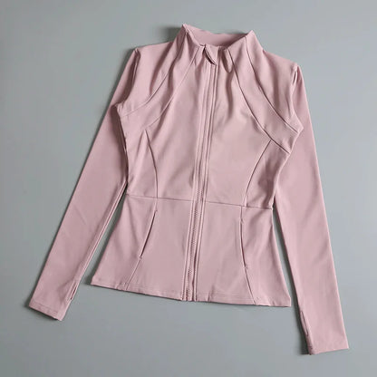 New yoga wear ladies coat round high elastic loose exercise yoga fitness long sleeve stand-up collar  yoga tops