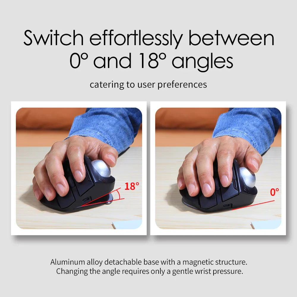Lefon F33/F26C/F35B Trackball Mouse Bluetooth Ergonomic Mouse 2.4G Wireless Rechargeable Rollerball Mice for PC Office Drawing
