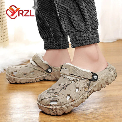 YRZL Winter Colgs Slippers Men's Shoes Men Beach Working Garden Shoe Home Soft Plush Slippers Bedroom Fuzzy Shoes Indoor Outdoor