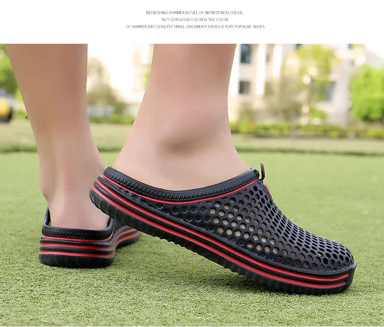 YRZL Men Summer Shoes Sandals Men's Holes Sandals Hollow Breathable Flip Flops Clogs Shoes Fashion Beach Slippers Big Size 45