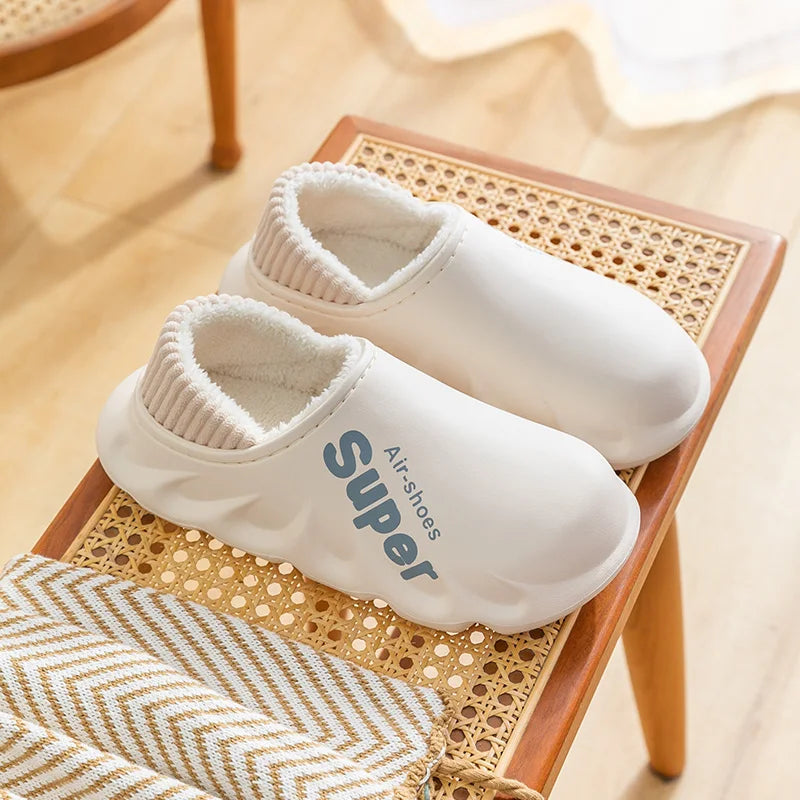 Winter Men Women Warm Slippers Cotton Slippers Outdoor Indoor Warm Shoes Men's Couple Home Bedroom Plush Slippers Big Size 46 47
