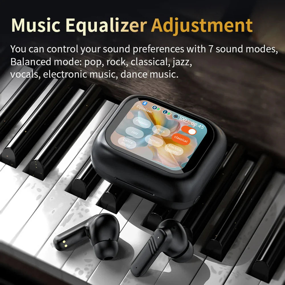 New Full Touch Screen Headphones ANC Bluetooth 5.4 Noise Cancelling Earphones HiFi Stereo Wireless In-Ear ENC Earbuds With Mic