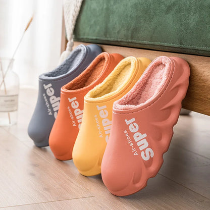 Comwarm Fur Sports Slippers For Women Winter Outdoor Waterproof Plush Home Slippers Female Fashion Indoor Soft Warm Furry Shoes