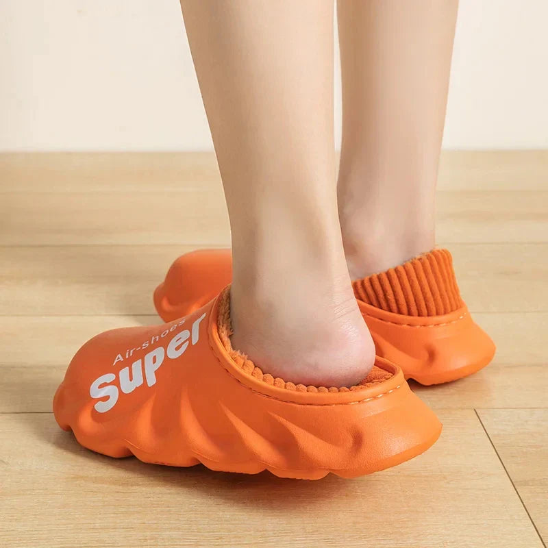 Comwarm Fur Sports Slippers For Women Winter Outdoor Waterproof Plush Home Slippers Female Fashion Indoor Soft Warm Furry Shoes