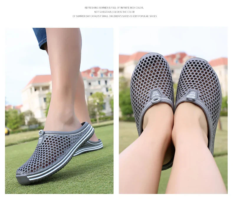 YRZL Men Summer Shoes Sandals Men's Holes Sandals Hollow Breathable Flip Flops Clogs Shoes Fashion Beach Slippers Big Size 45