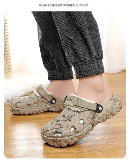 YRZL Winter Colgs Slippers Men's Shoes Men Beach Working Garden Shoe Home Soft Plush Slippers Bedroom Fuzzy Shoes Indoor Outdoor