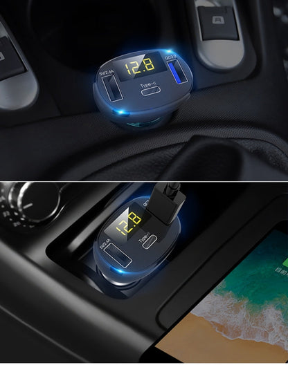 C02 Car Power Adapter in-car Phone Charger Type-C Fast Charger QC3.0 Dual USB Ports DC5V 2.4A 12V 24V Cigarette Lighter Power Supply