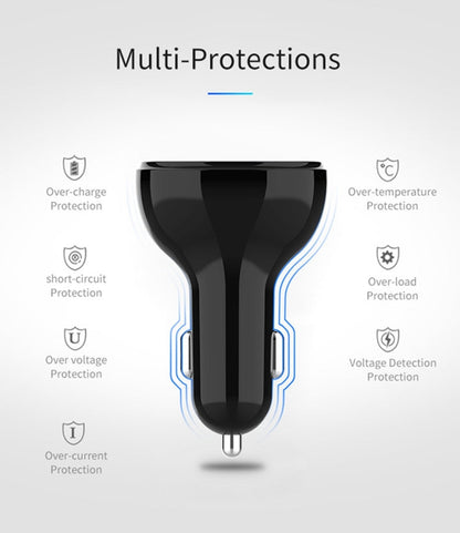 C02 Car Power Adapter in-car Phone Charger Type-C Fast Charger QC3.0 Dual USB Ports DC5V 2.4A 12V 24V Cigarette Lighter Power Supply