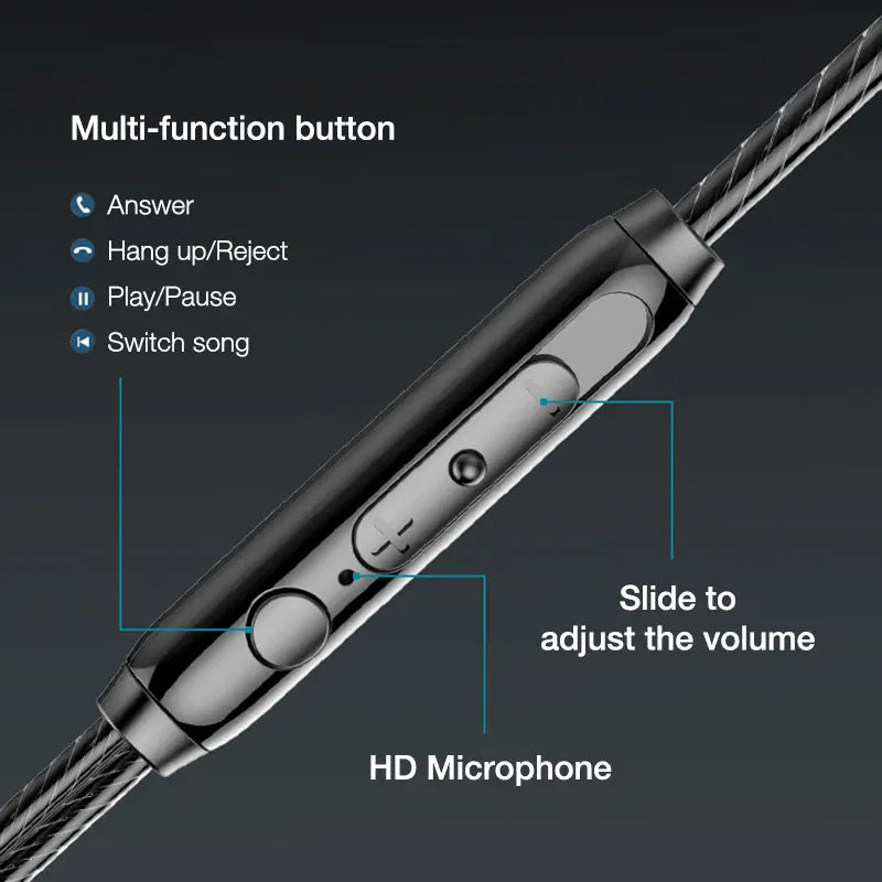 VAORLO 3.5mm/Type-C Wired Headphones Heavy Bass In Ear Earphone With Mic USB C Stereo Earbuds Gaming Headset For Samsung iPhone