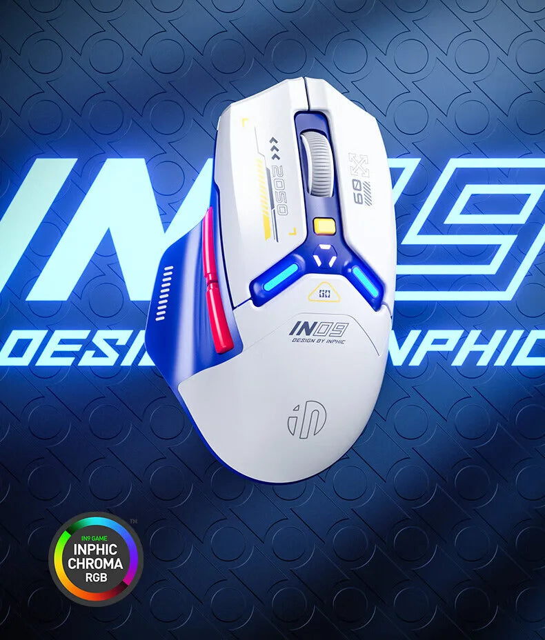 Inphic IN9 Wireless Gaming Mouse Rechargeable Ergonomics Bluetooth Mouse RGB Lighting Effect Desktop Computer Laptop Universal