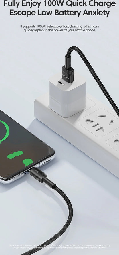 Toocki USB Type C Cable 100W Fast Charging 6A Type C Cable for Xiaomi Huawei P30 P40 Samsung POCO Realme Oneplus Data Wire
