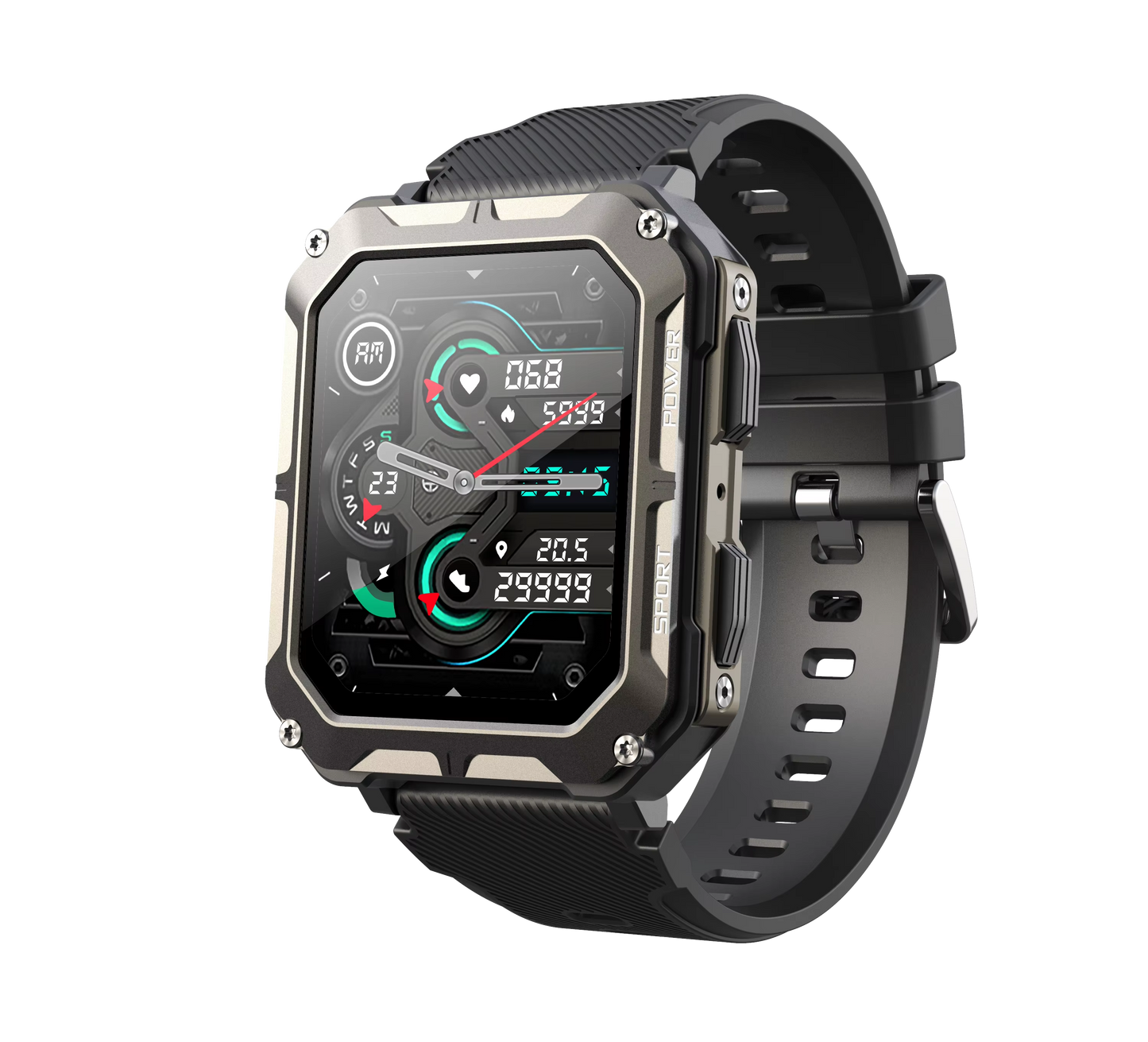 C20Pro Sports Smart Watch Men Bluetooth Call Smartwatch IP68 Waterproof Multi Sports Mode Health Monitoring Military Smartwatch