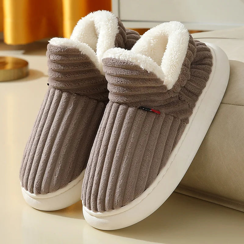 Litfun New Fur Slippers For Women Men Winter Furry Fashion Warm Ankles Plush Cozy Slides For Home Indoor Soft Sole Cotton Shoes