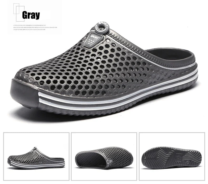 YRZL Men Summer Shoes Sandals Men's Holes Sandals Hollow Breathable Flip Flops Clogs Shoes Fashion Beach Slippers Big Size 45