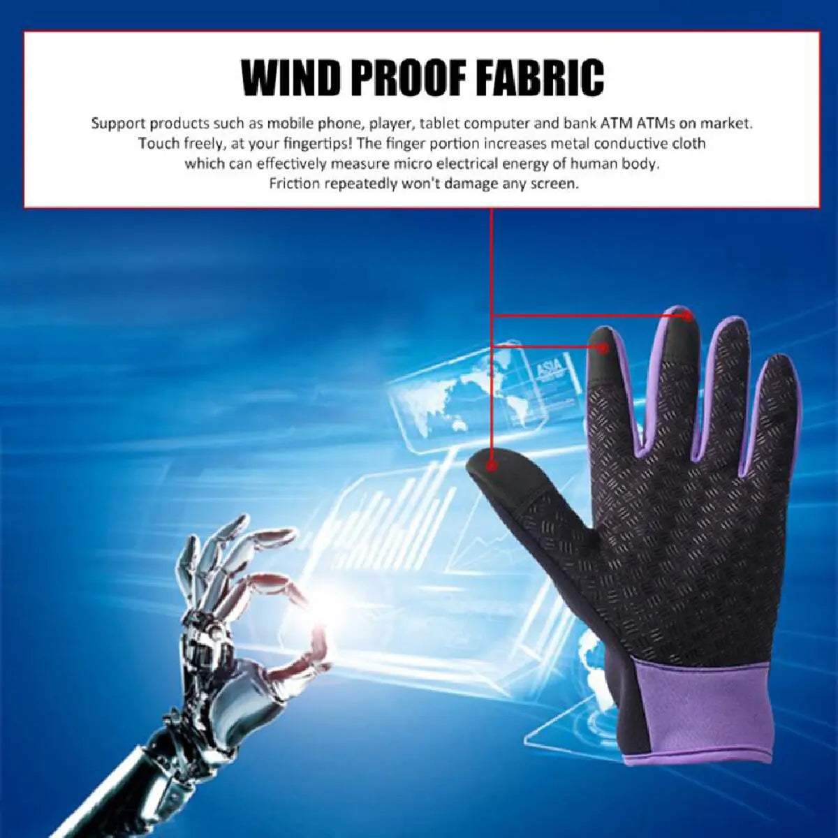 Winter Cycling Gloves With Wrist Support Touch Screen Bicycle Gloves Outdoor Sports Anti-slip Windproof Bike Full Finger Gloves