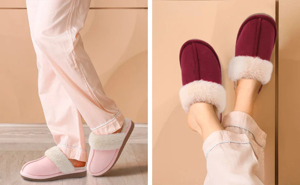 Comwarm Fluffy Winter Slippers For Women Furry Fuzzy Home Shoes Faux Fur House Plush Slippers Indoor Warm Comfy Mute Flats Slide