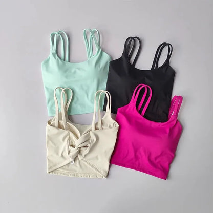 Women's Sports Bras Fitness Top, Sexy Lingerie, Push Up Fixed Pad, Yoga Bra, Back knotted Underwear, Running Vest, Gym Tops