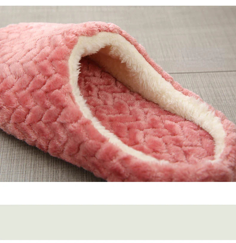 Women Winter Home Fur Slippers Cartoon Cat Non-Slip Soft Warm House Indoor Bedroom Men Couples Boys Girl Memory Foam Floor Shoes