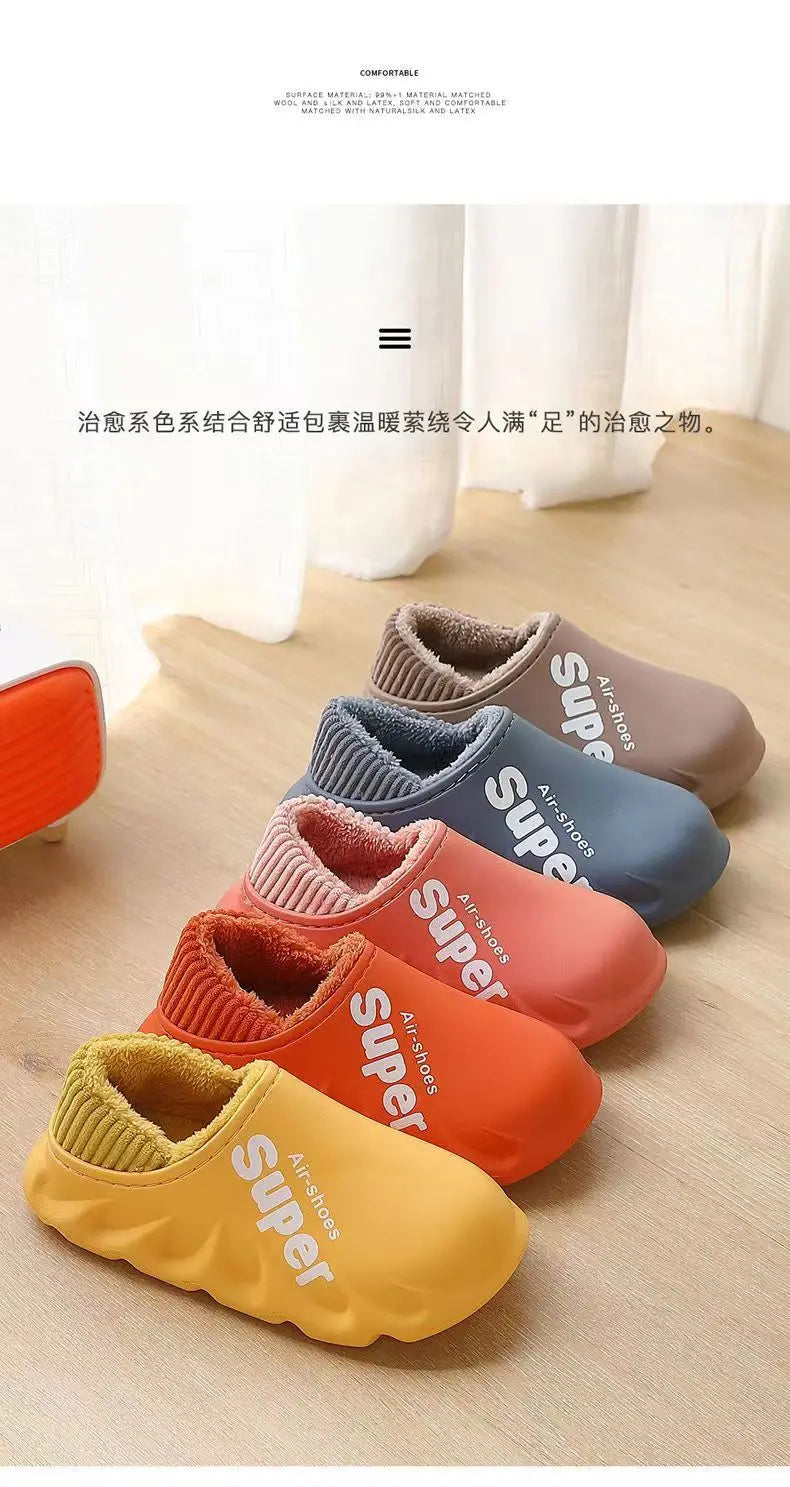Comwarm Fur Sports Slippers For Women Winter Outdoor Waterproof Plush Home Slippers Female Fashion Indoor Soft Warm Furry Shoes