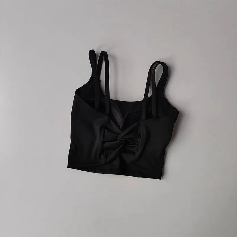Women's Sports Bras Fitness Top, Sexy Lingerie, Push Up Fixed Pad, Yoga Bra, Back knotted Underwear, Running Vest, Gym Tops