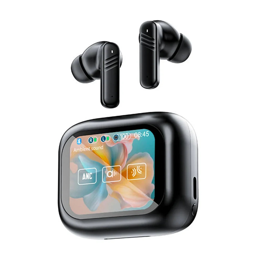 New Full Touch Screen Headphones ANC Bluetooth 5.4 Noise Cancelling Earphones HiFi Stereo Wireless In-Ear ENC Earbuds With Mic