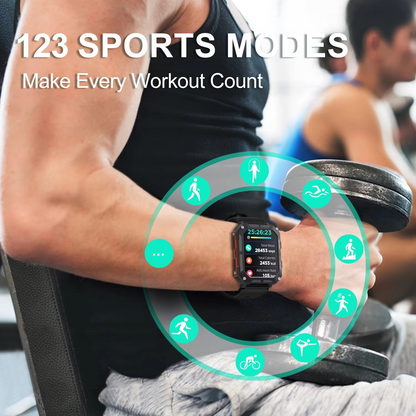 C20Pro Sports Smart Watch Men Bluetooth Call Smartwatch IP68 Waterproof Multi Sports Mode Health Monitoring Military Smartwatch