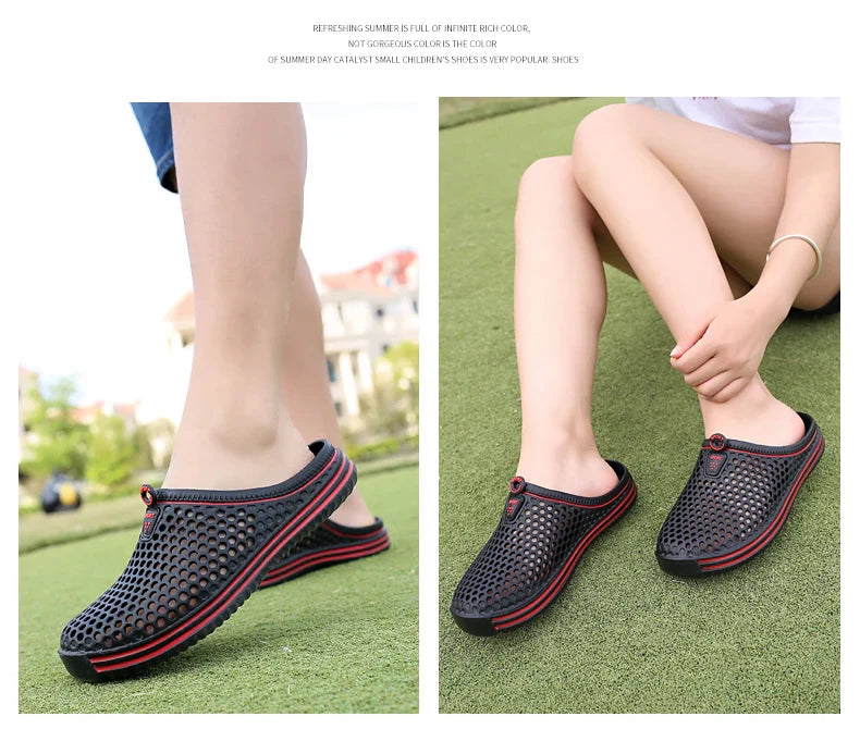 YRZL Men Summer Shoes Sandals Men's Holes Sandals Hollow Breathable Flip Flops Clogs Shoes Fashion Beach Slippers Big Size 45