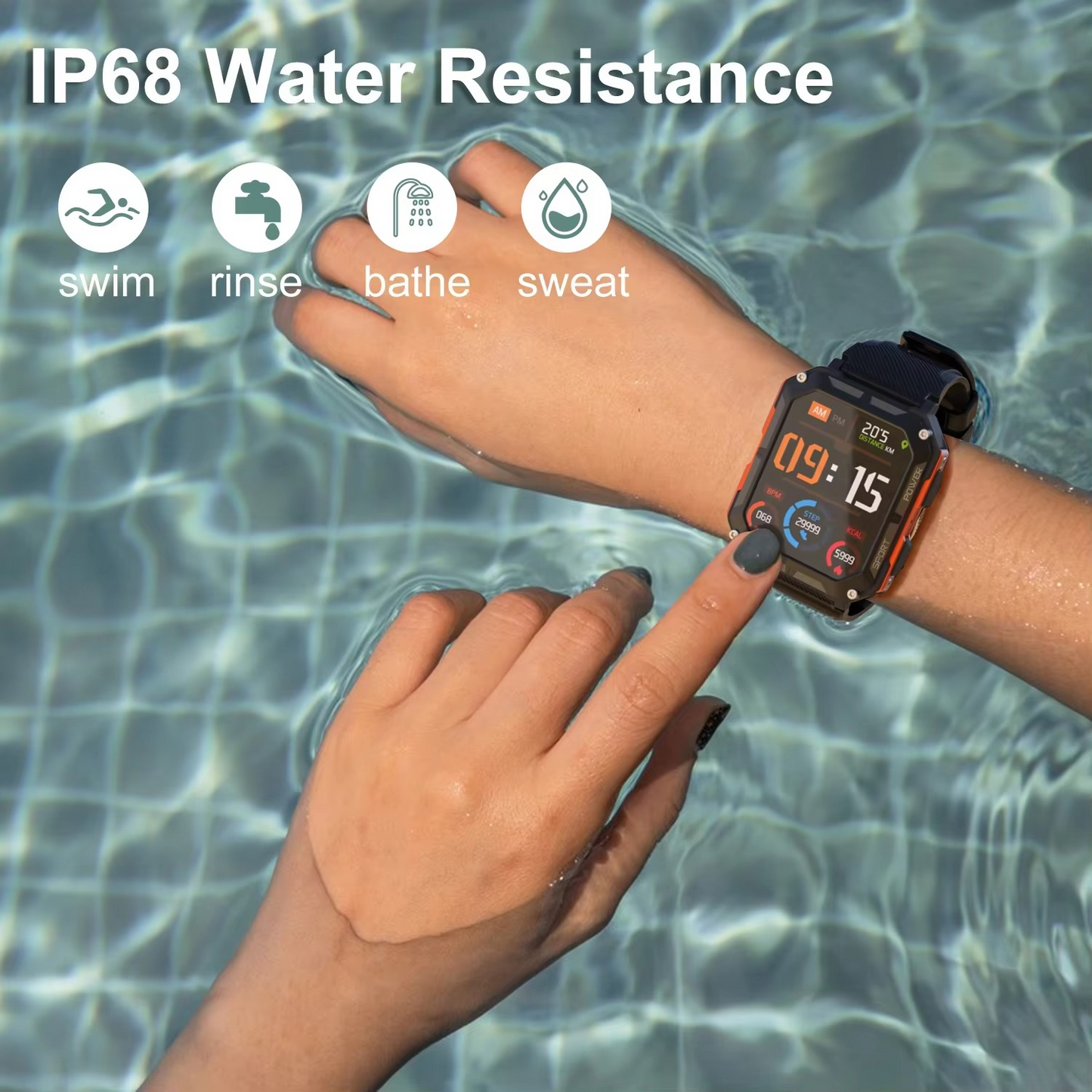 C20Pro Sports Smart Watch Men Bluetooth Call Smartwatch IP68 Waterproof Multi Sports Mode Health Monitoring Military Smartwatch