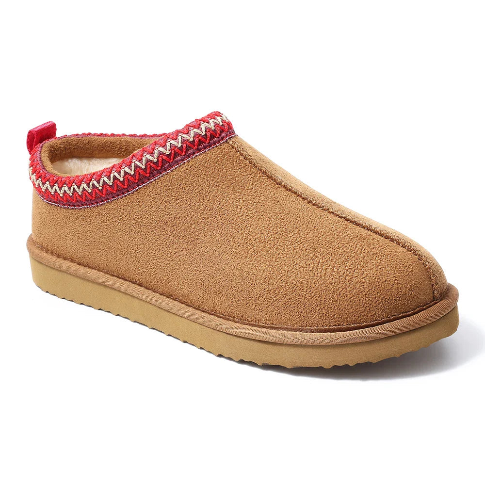 Crestar Winter Fuzzy Slippers For Women Outdoor Non-slip Fleece Lined Suede Fur Flat Slides Warm Comfy Plush House Cotton Shoes