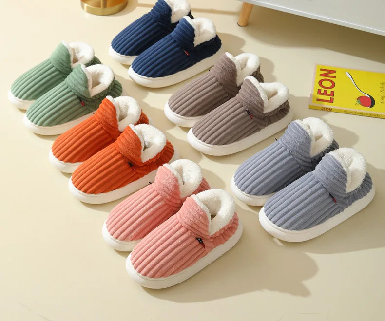 Litfun New Fur Slippers For Women Men Winter Furry Fashion Warm Ankles Plush Cozy Slides For Home Indoor Soft Sole Cotton Shoes