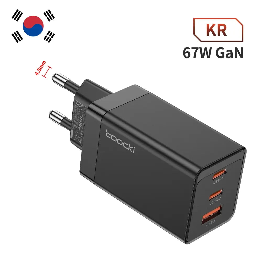 Toocki 67W GaN USB C Charger 65W Quick Charge QC 4.0 PD 3.0 45W Type C Fast USB Charger For iPhone 16 15 14  Pro Samsung MacBook