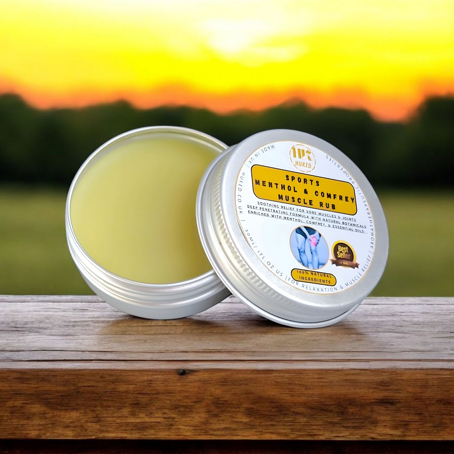 Huked Extra Strength Sports Muscle Rub – Natural Relief for Sore Muscles & Joints, Menthol & Comfrey - 100ml