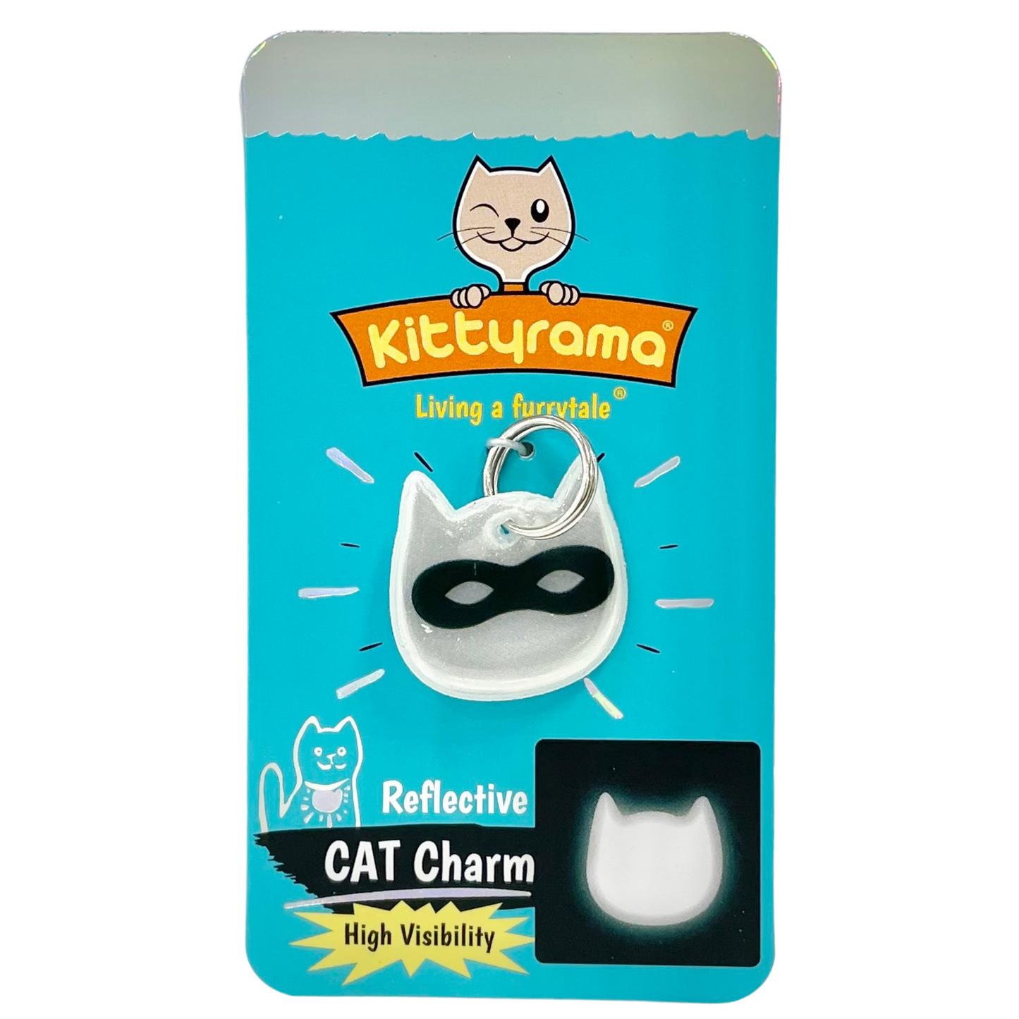KITTYRAMA SILVER NINJA CAT CHARM – Reflective, Safe, High Visibility