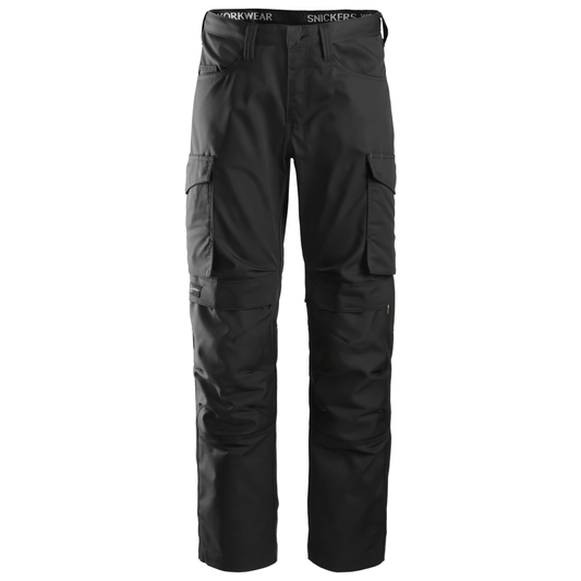 Snickers 6801 Service Trousers + Knee Pockets Black 35" Waist - 30" Leg - Snickers Size 100