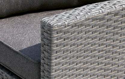 Stockholm Rattan Grey 4 Seater Garden Chaise Lounge Set with Armchair