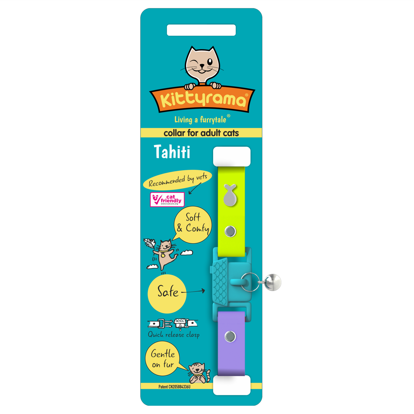 KITTYRAMA TAHITI CAT COLLAR - Quick Release, Breakaway, Hypoallergenic