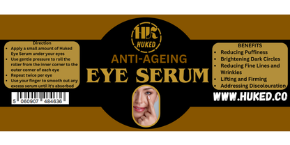 Huked Anti-Aging Eye Serum – Retinol, Peptides & Hyaluronic Acid | Reduces Wrinkles, Dark Circles & Puffiness | Hydrating Eye Treatment for All Skin Types | 30ml