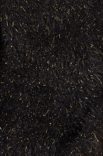 Yumi Black Metallic Fluffy Eyelash Relaxed Jumper