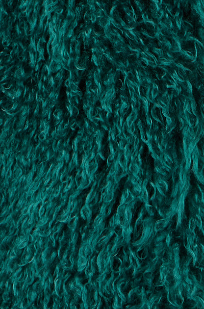 Yumi Teal Luxe Long Hair Fur Coat