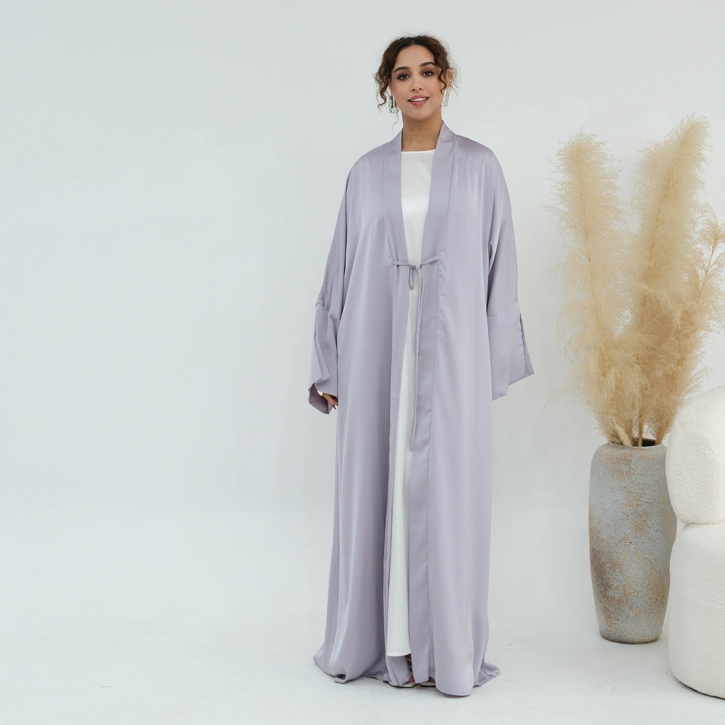 Plus-size Elegant Cardigan Solid-color Robe For The Middle East