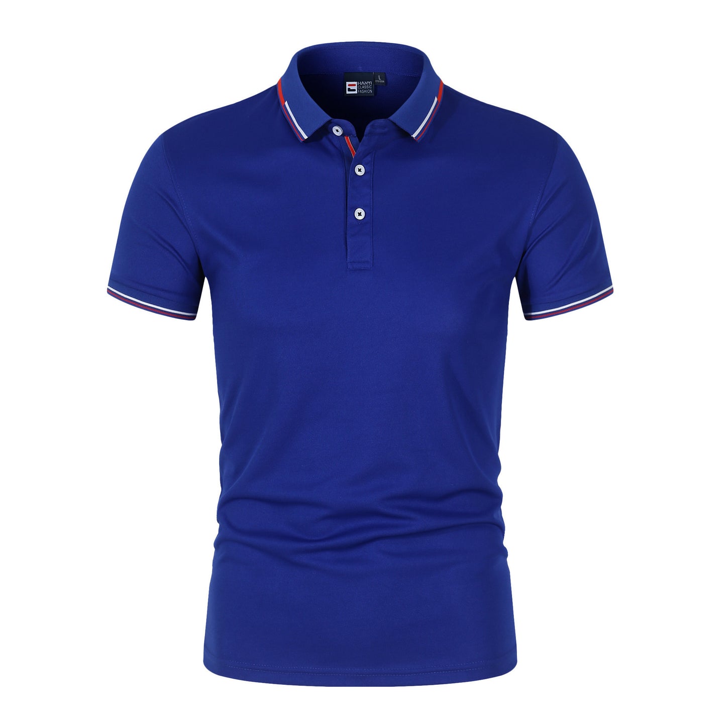 Solid-color Mens Polo Shirt With A Stand-up Collar And Short Sleeves