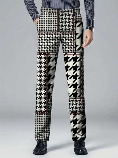 Mens Casual Slim-fit Straight-leg Dress Pants