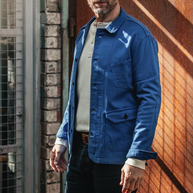 Spring Autumn Casual Stylish Slim-fit Mens Workwear Solid-color Lapel Jacket With Buttons