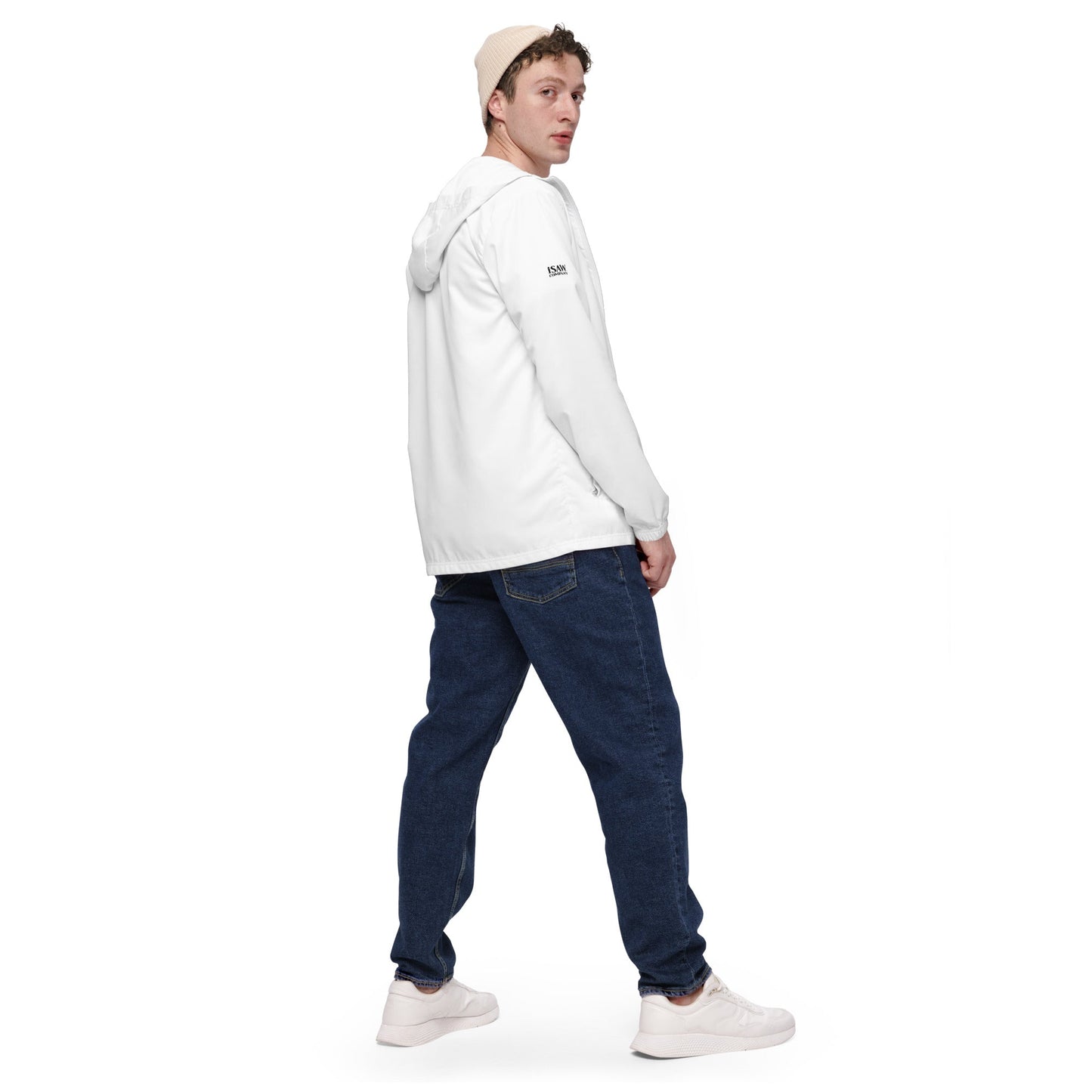 iSAW Mens White Windbreaker
